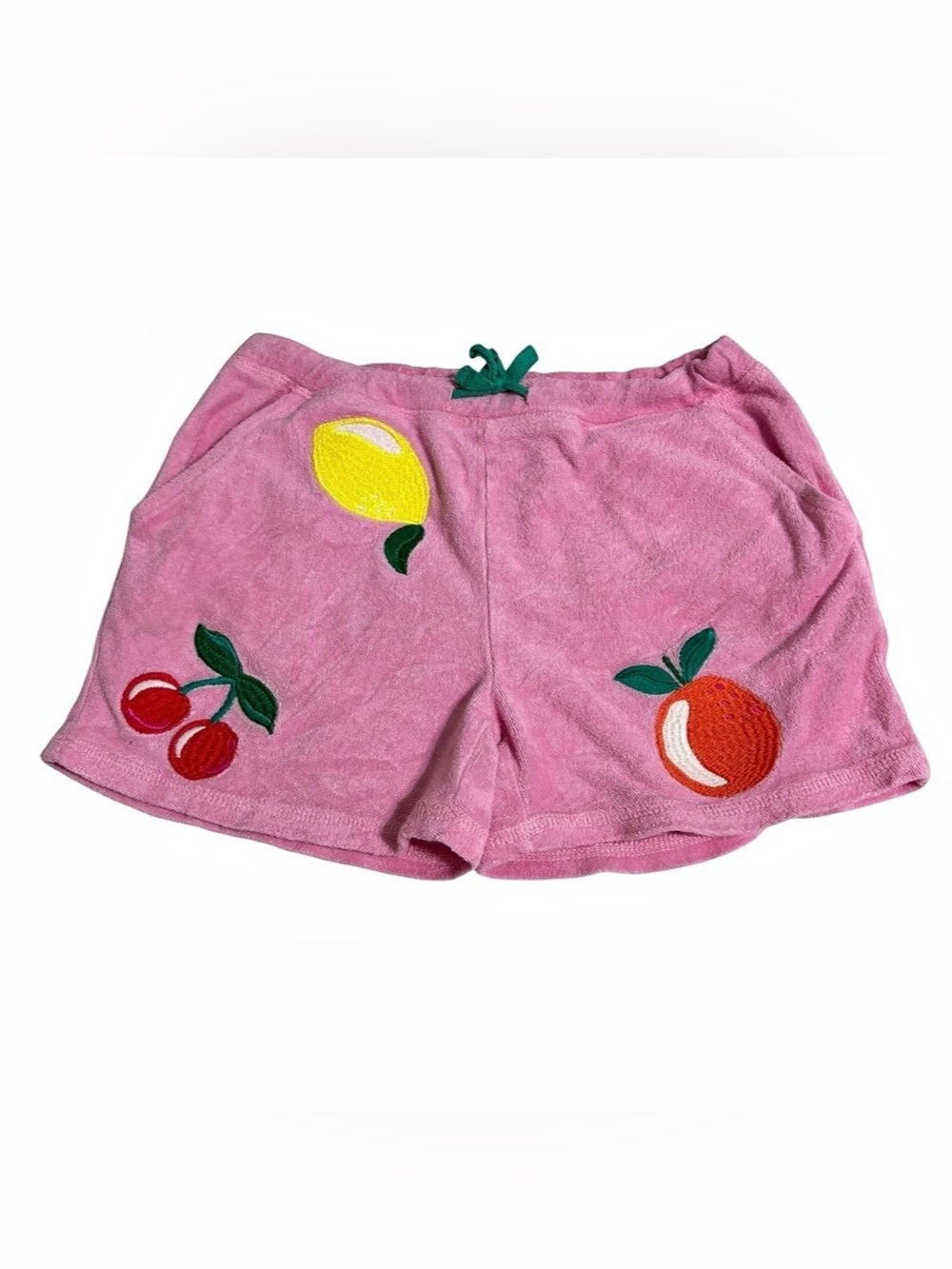 Mini Boden Fruit Terry Shorts Pink Girls size 7-8 years